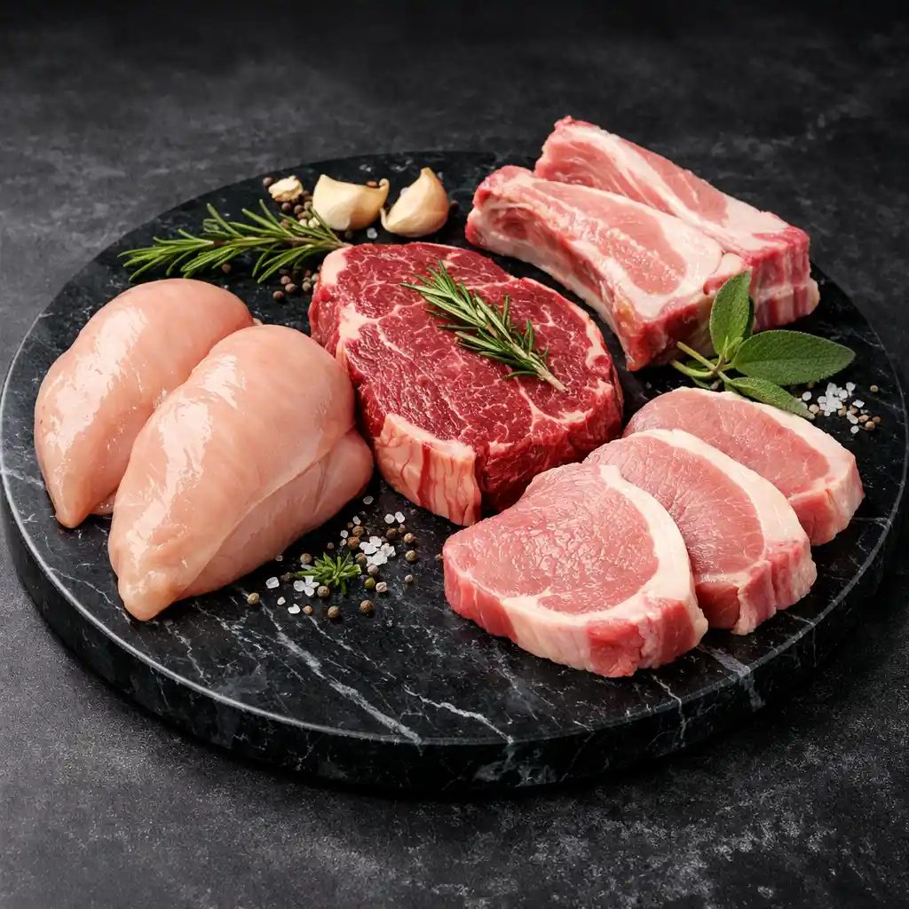 Sortiment frischer Rindfleischteilstücke von Meatbid