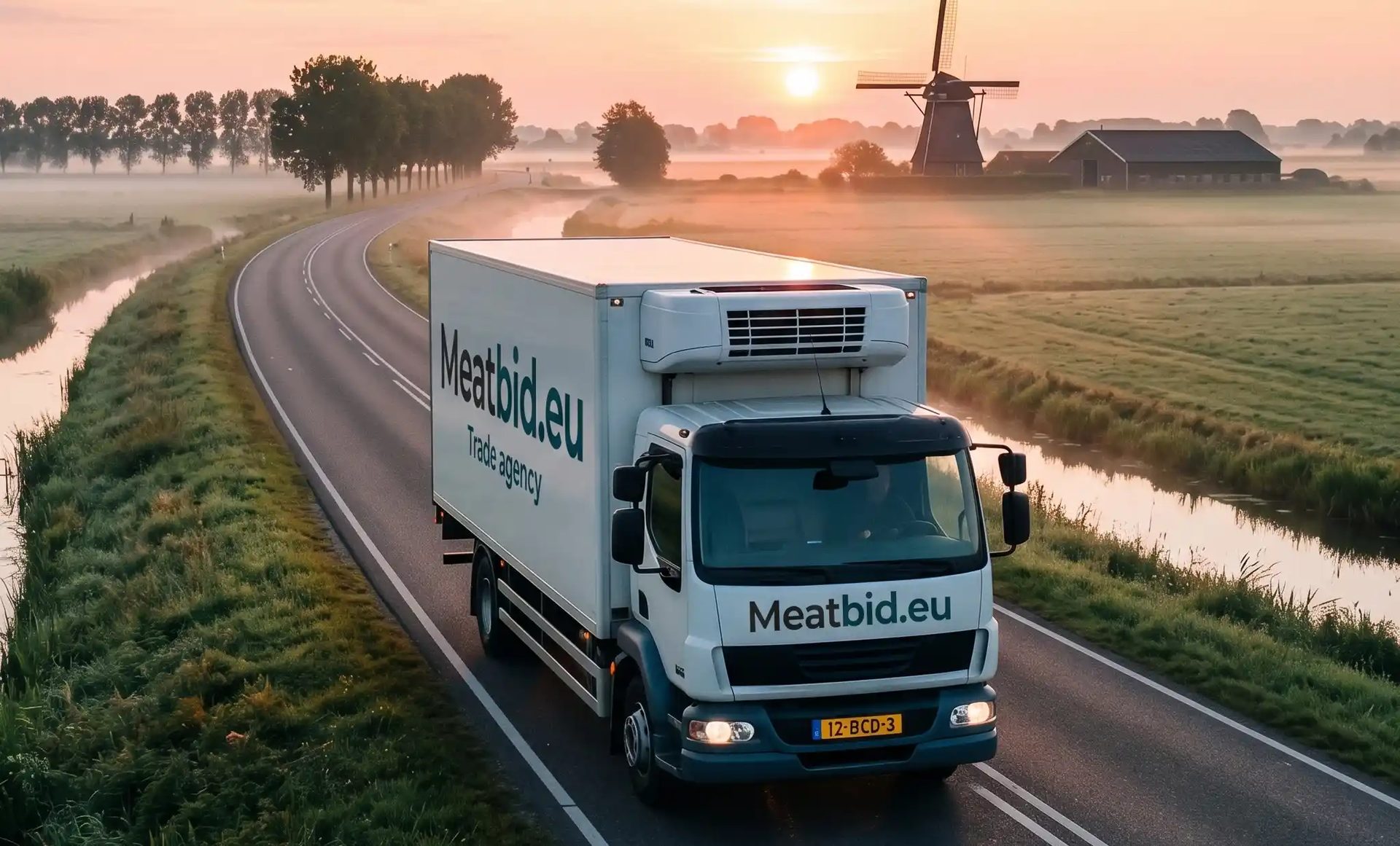 Meatbid truck on the road